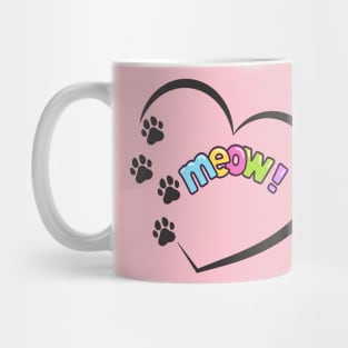 Cat paw print heart meow Mug